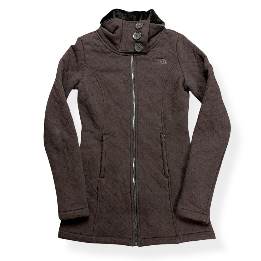 The North Face Caroluna Women'sโ Quilted Fleece Lined Jacket Coat Brown Size XS